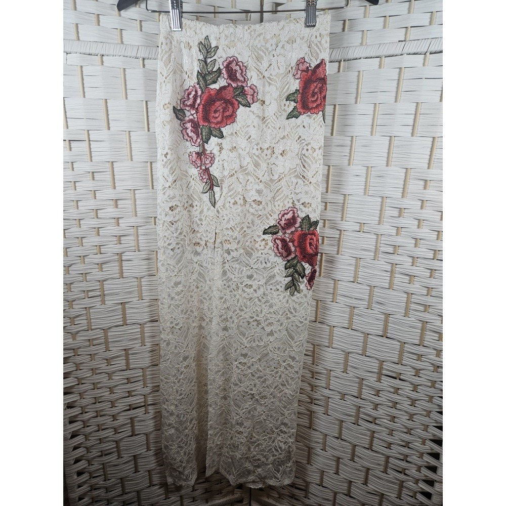 Crystal Doll Womens Lace Overlay Skirt Sz 0 Bloomcore Cottagecore *flaw*